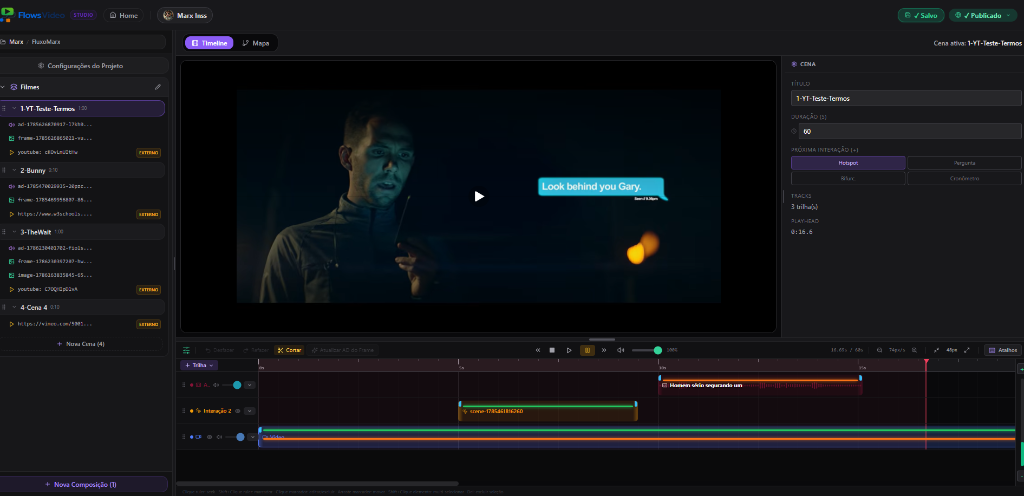 Editor de Timeline do Flows Video